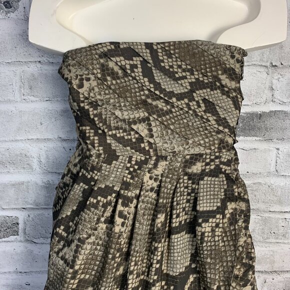 Michael Michael Kors Snakeskin Print Strapless Bubble Hem Strapless Mini Dress - Picture 8 of 16